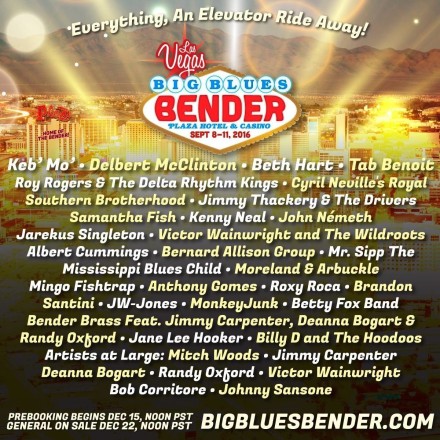 The Big Blues Bender has announced another stellar line up for its festival, Sept. 8-11, 2016, at the Plaza Hotel & Casino in Las Vegas, Nev. (PRNewsFoto/Big Blues Bender)